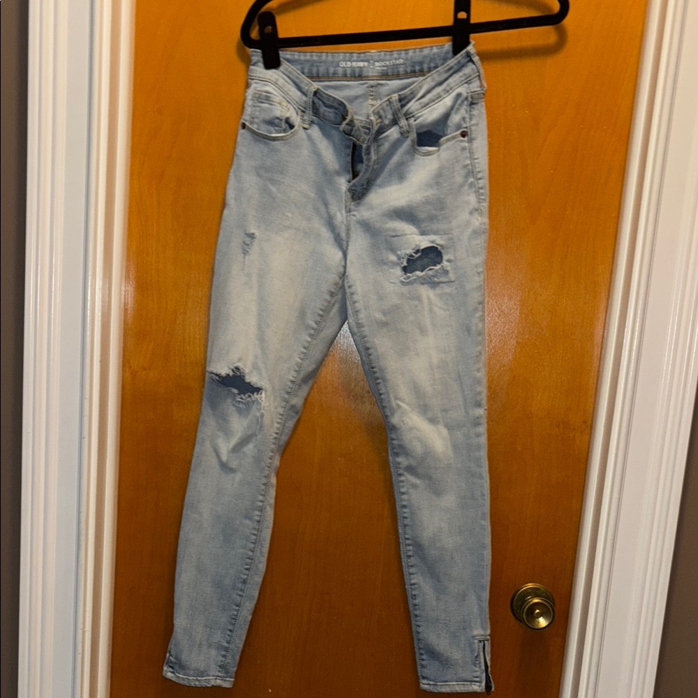 Old Navy Light Blue Distressed Skinny Jeans